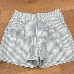 SHEIN Light Blue Gingham High Waist Shorts